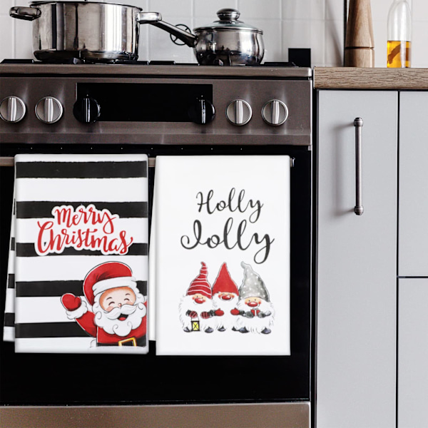 Julkökshandduk 18 x 26 tum Julgran Semester Tehandduk Bondgård Rustik Handtorkningshandduk för Matlagning Bakning, 4-pack