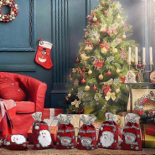 2025 julklappspåse, jutepåse, julklappspåse, presentförpackning för fyllning av bomullspåsar för godispresenter dekorationer