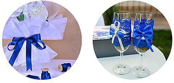 2 rullar 92 M satinband bredd 2 cm - Dekoration för blommor, presenter, bröllop, fester. (Bredd 2 cm, Safir)