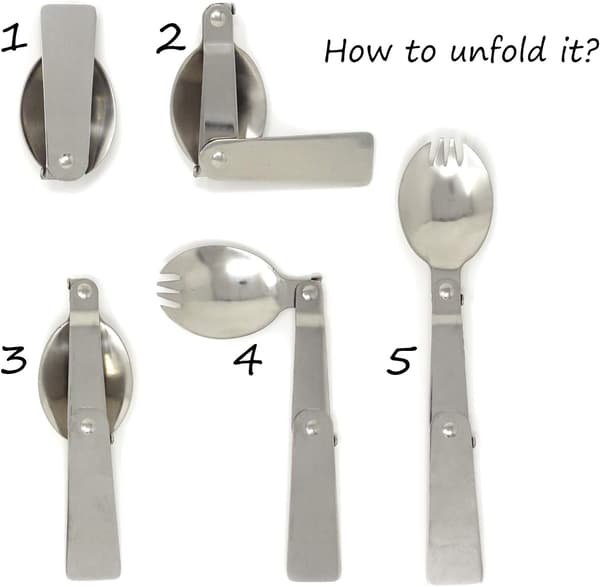 3 set 304 Rostfritt Stål Sked Gaffel Vikbart Set Portabelt Bestick