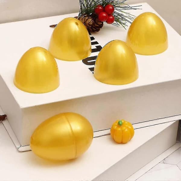 Refillable Easter Eggs 24 pcs Golden Empty Easter Eggs for Easter Basket Stuffing Egg Hunt Filling Classroom Prize Party Supplies (FMY)