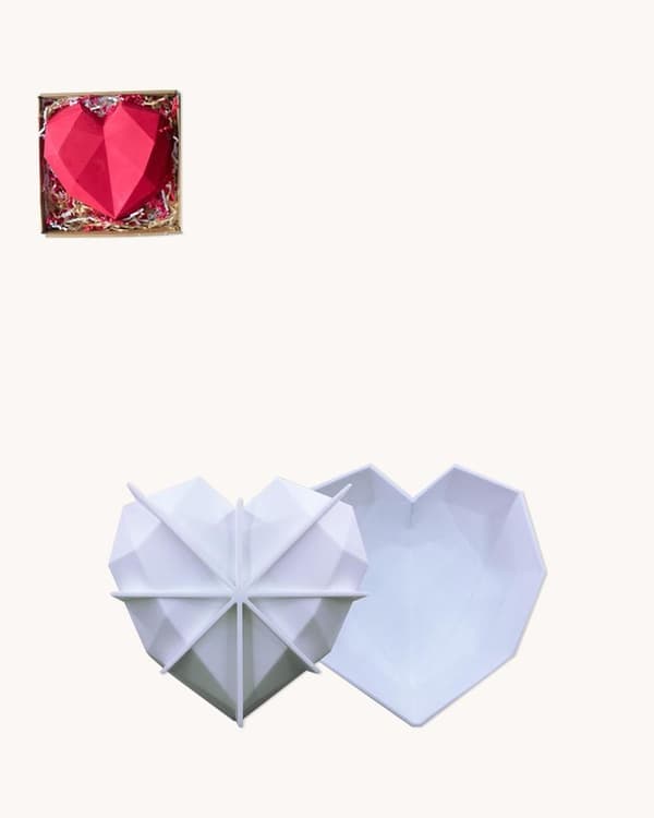 Diamant Hjerte Silikoneform | Mousseform Smash The Heart Vit white