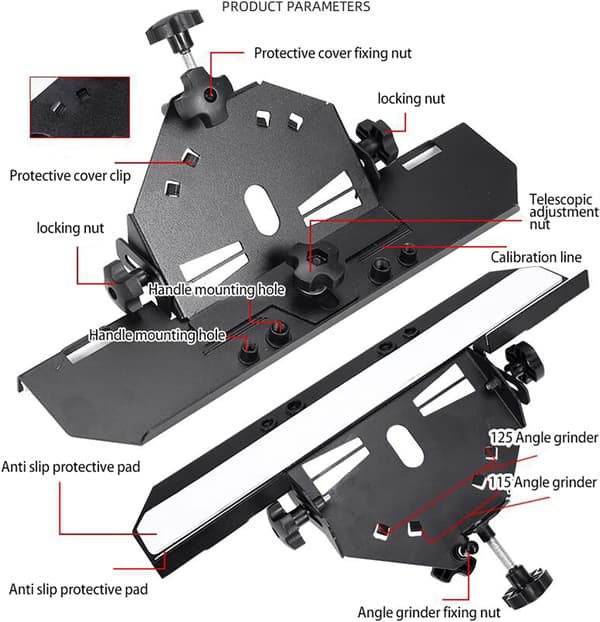 Tile Chamfering Machine, 45° Tile Cutting Unit, Tile Chamfering Machine Compatible with 115/125 mm Angle Grinder Compatible with Efficient Tile Cutting