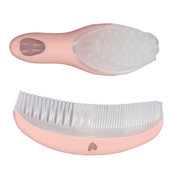 Baby Brush and Comb Set Cute Pink Small Compact Lightweight Portable Soft Comfortable Massage Tool for Infants