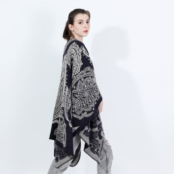 Dame tørklæde wraps Stole Vinter Varm Tykt tæppe Oversized tørklæder (blå)