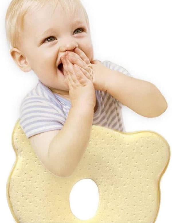 Babypute 3D Memory Foam - Spedbarnspute for å forhindre flatt hode - Sovepute for småbarn for bilsete og barnevogn (Grå)