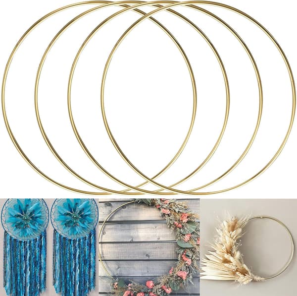 Metalringe 30cm 4-pak Guld Drømmefanger Macrame Ring til Drøm