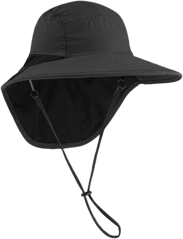 Bred skygge, justerbar og med ventilationsåbninger, nakke beskyttelse inklusive sort - Schwarz