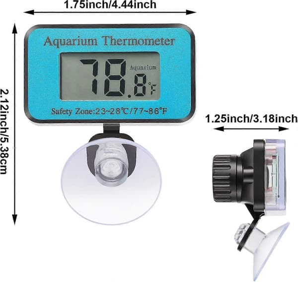 3 st Blå Akvarietermometer med Sugkopp, Vattentät LCD Digital Termometer Fisk (ShiKai)