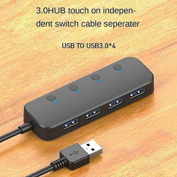 USB-hub 4 porter USB 3.0 5 Gbps hub-splitter En til fire forlenger med uavhengig bryter og L