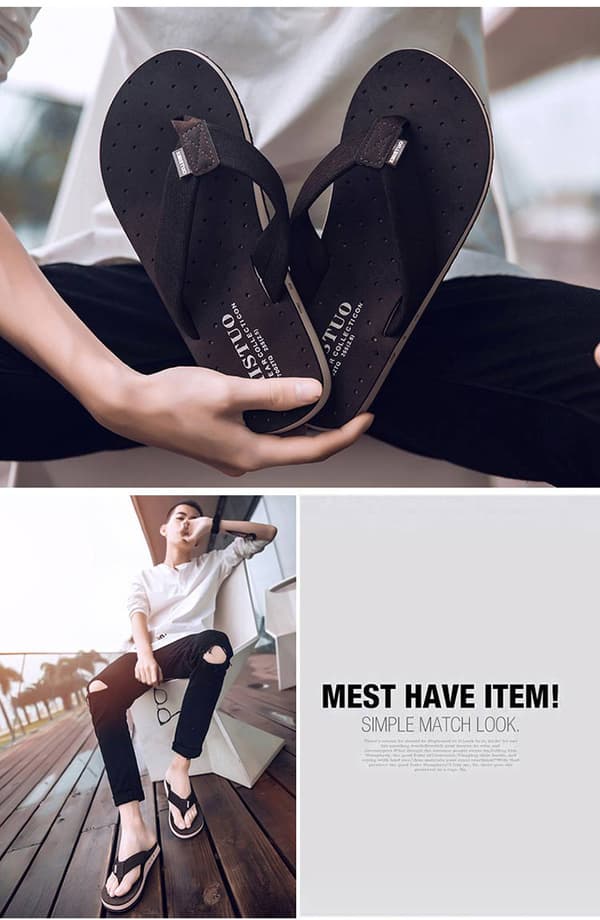 Herre Flip Flops Komfortable Sommer Skridsikre Strand- & Poolsko