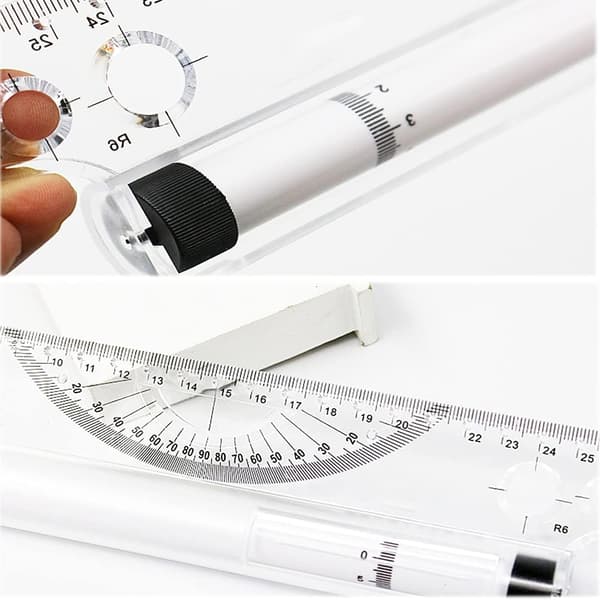 Geometric Figures Drawing Set, Balancing Scale for Circle and Curve Creation, Multifunctional Drawing Tool, Transparent Plastic with Roller Mechanism