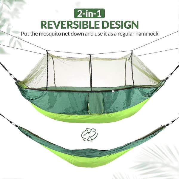 Camping Hammock with Mosquito Net, Durable and Portable Hammock 210T Nylon Yarn Hammocks with Tree Straps 300kg Capacity