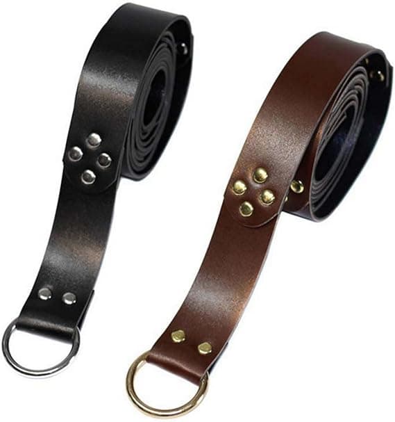 Viking O-ringspänne bälte (svart), PU-läder bälte, medeltida