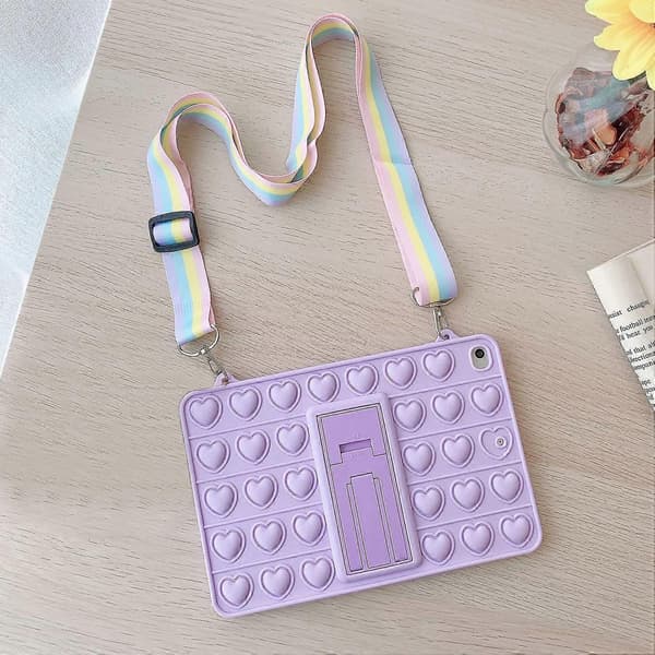 Pop-bubbla fodral för iPad Air 2/ iPad Pro 9.7\", Mjukt Silikon Push Fidget Tablettskydd med Axelrem