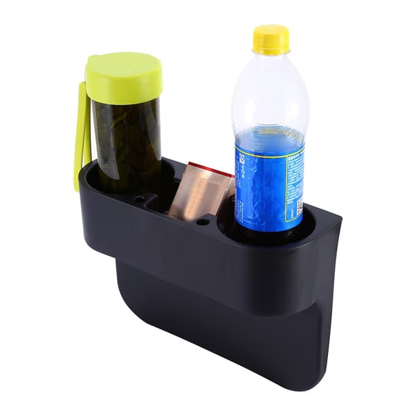 Bilsæde Kopholder Drikkedunk Flaske Mad Monteringsstativ 3-i-1 Opbevaringshylde Sort