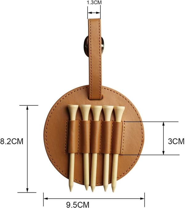 Golf Tee Organizer - Value Pack - Kan hænges på golfbagstropper - Premium lædermateriale - Ideel gave til mandlige og kvindelige golfspillere