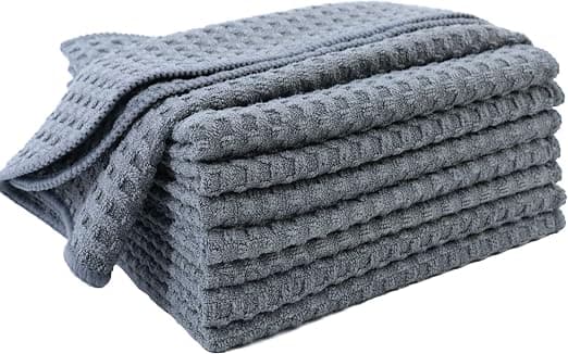 (Grå 30x30 cm) 8 Ultra Premium Mikrofiber Kökshanddukar - Hand/Diskar - Bikakestruktur