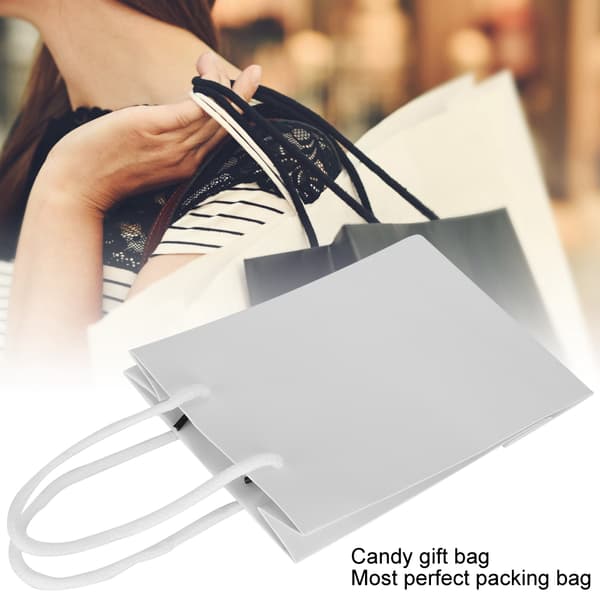 10 pcs Drawstring Paper Bags, Portable Crafts, Gift Handbag, Clothing Packaging Tools, White