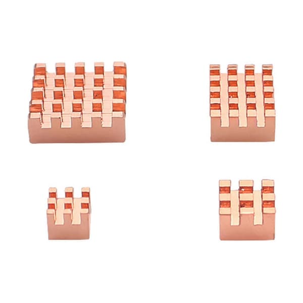 4-pak Metal Kobber Køleplade Passiv Køleplade Varmeafledning Radiator til Raspberry Pi