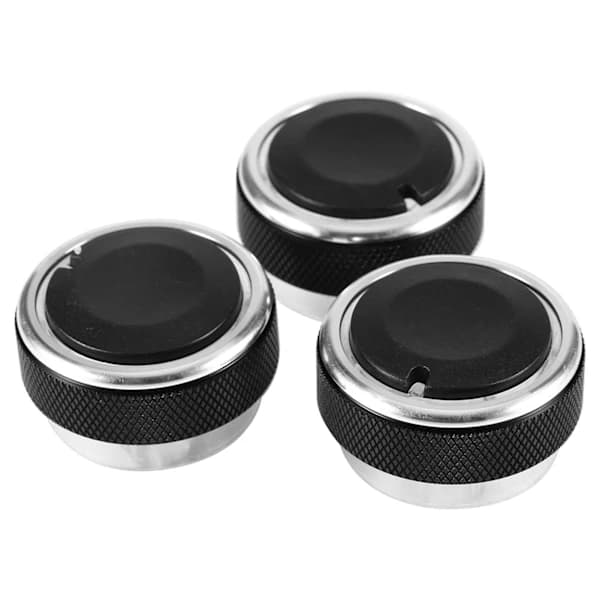 Aluminum A/C Knobs for Car Air Conditioning, Thermostat Knobs Easy to Install Quality Material for Most Car Models Black (3 Pcs)