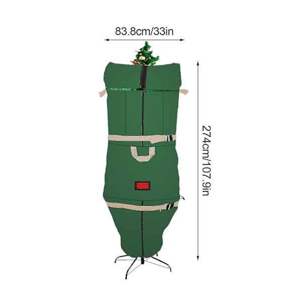 Pysty joulukuusen säilytyspussi  Repäisykestävä materiaali erittäin kestävään  Sopii koottuihin puihin Green 274*83cm