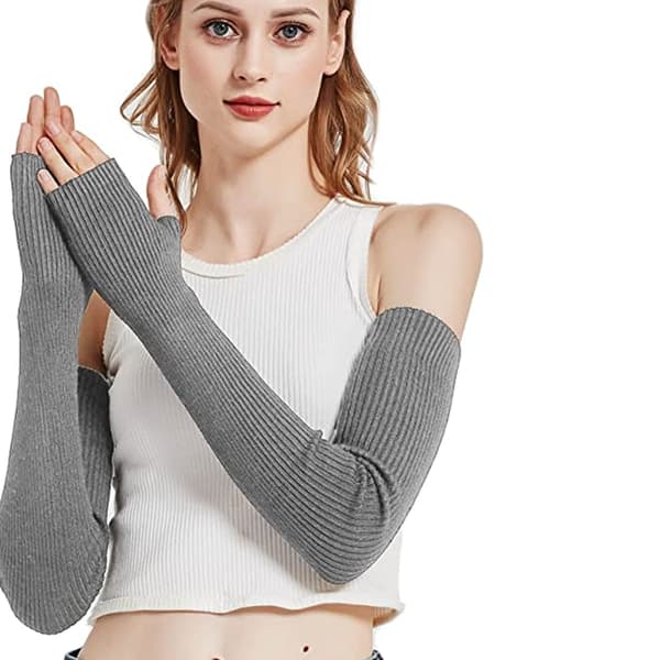 Dame cashmere handsker Dame lange manchetter (mørkegrå)