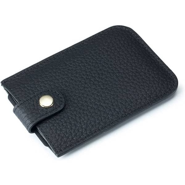 Retractable Card Holder with Snap Button Black