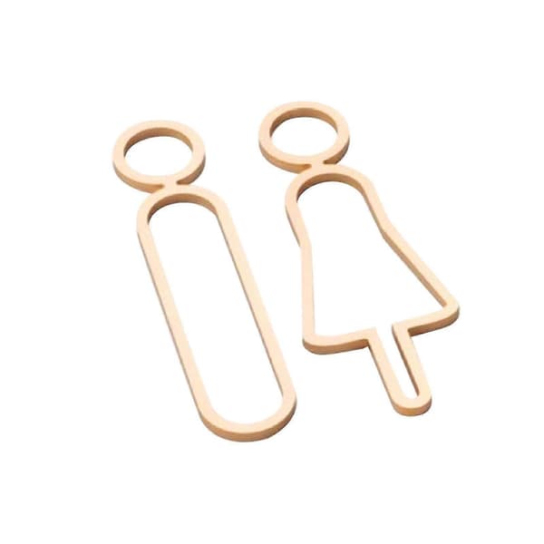 2x Toalettskyltar Vägg Dörrskylt Modern Dekoration Akryl Toalettdörrskylt Guld