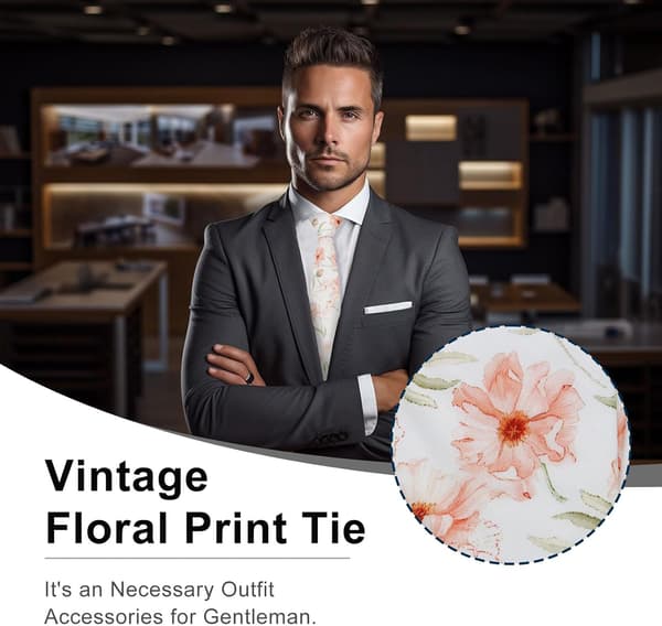 Herre Drenge Blomstret Slips, Selvbinder Slips til Bryllup Dimission Uniform Skoleskjorter -