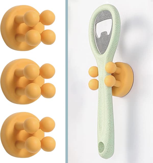 3 gule silikon tannbørsteholdere multifunksjonelle selvklebende kroker