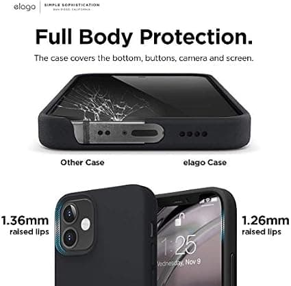 (Sort) elago Skal Silikonevæske Kompatibel med iPhone 12 Mini