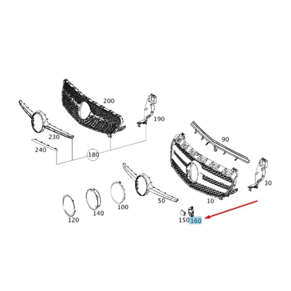 Frontradarfeste for W176 A2468880014, Feste for adaptiv cruisekontrollprobe 2468880014