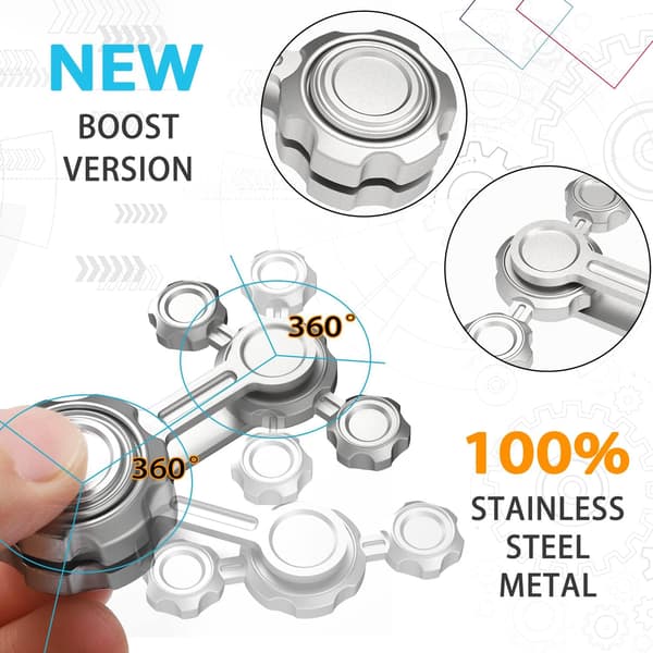 Cool Gear Fidget Spinner - Metallkjededesign - Stresslindring for barn/voksne