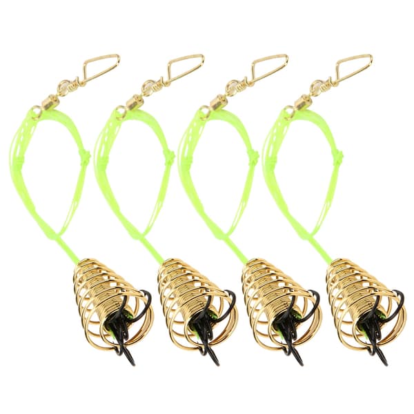 4pcs Fishing Baits Traps Barbed Fish Feeder Basket Holder Lure Hook Cage with Spring for Saltwater8#