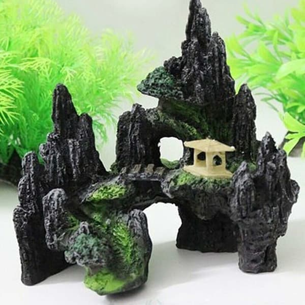 Kunstig dekorasjon for akvarium - Fjellformasjon - Resin 9X24X17cm