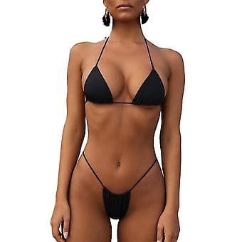 Dame Halter String Bikini Sett Sexy Thong Frekk Todelt Badedrakt -r (S)