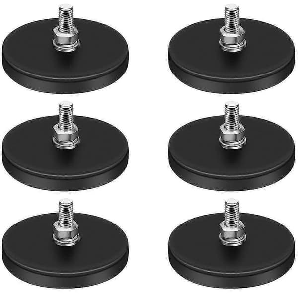 Rubber Coated Magnets, 10 kg Neodymium Magnet Base with M6 Threaded Magnet with Bolts and Nuts, Strong