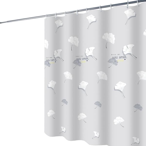 Bruseforhæng med Ginkgo-bladmønster Grå, Bruseforhæng 180x180 cm, Maskinvaskbar Polye