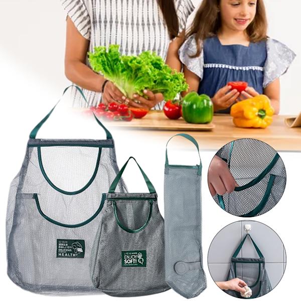 Hanging Vegetables & Fruit Storage Bags for Kitchen Breathable Reusable Mesh One Size One Size
