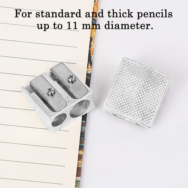 12-pack, Aluminum Pencil Sharpener with 2 Holes, Manual Bimetal D