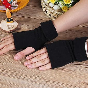Fashion Unisex Herre Dame Strikkede Fingerløse Vinterhandsker Bløde Varme Vanter Ensfarvede