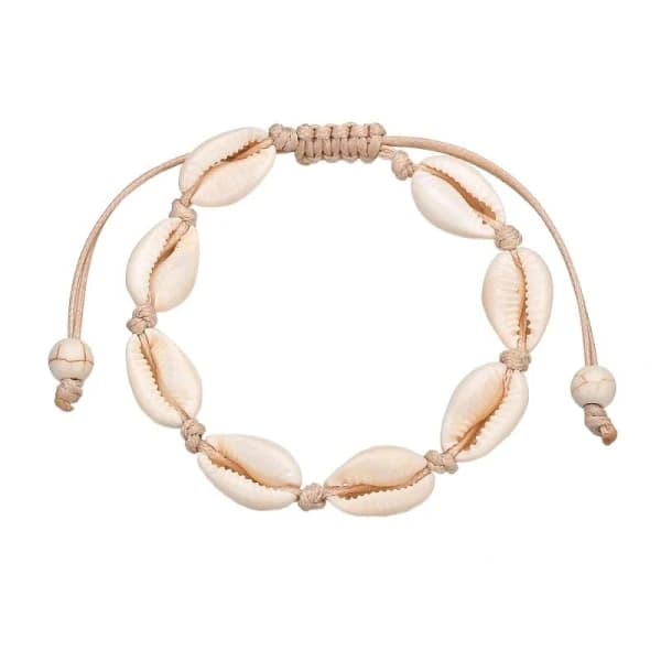 Adjustable Bracelet with White Shells - White White-tfrf
