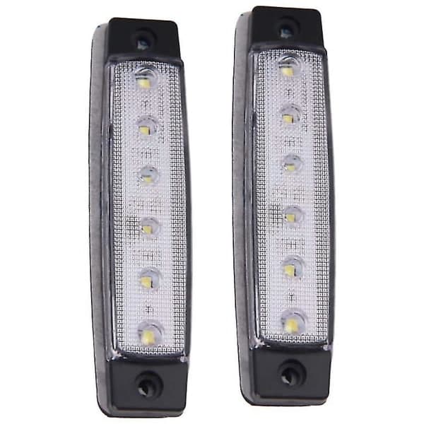 12V 6 LED posisjonslys for tilhenger, baklys, sidemarkeringslys, blinklys, instrumentbelysning (hvit)