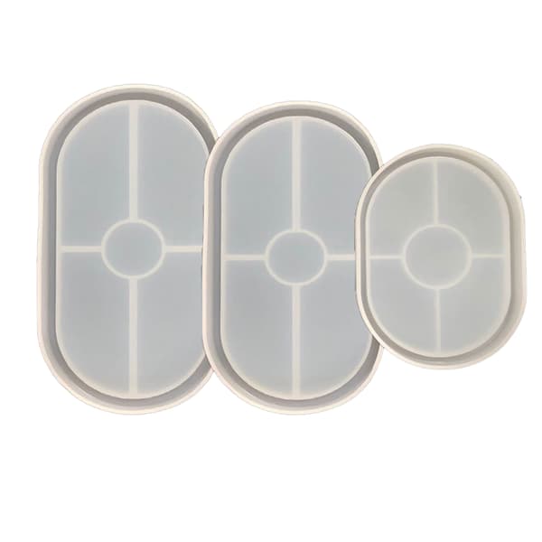 3 st Stora Medelstora Små Ovala Brickor Form DIY Coaster Form