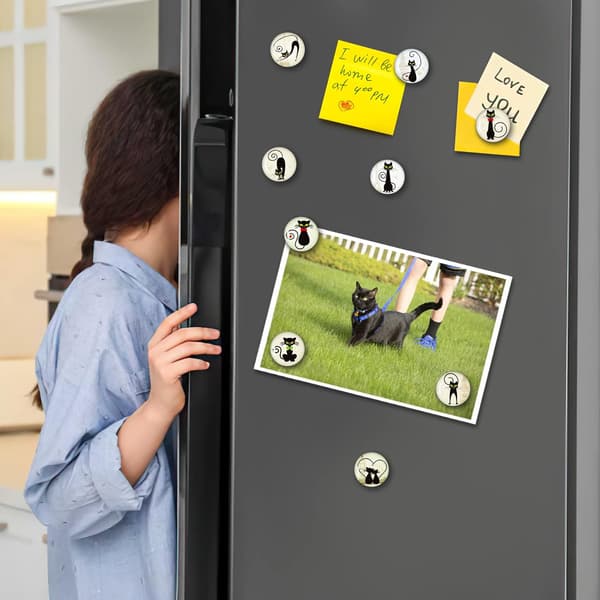 Emoji Magnet 3D Refrigerator Magnet Decorative Whiteboard Cabinet (30 Black Cat Magnets)