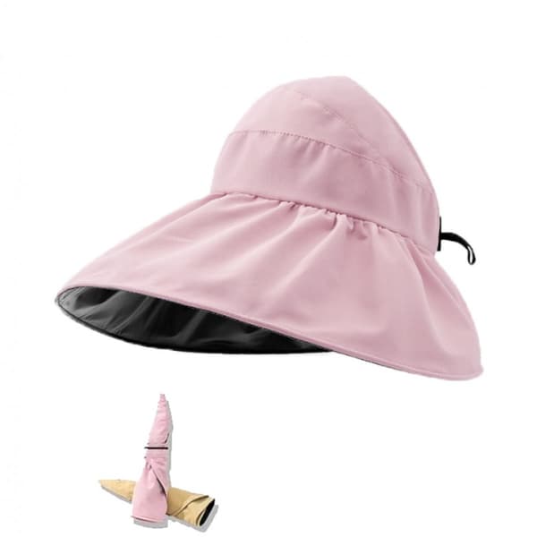 Solskjerm - Dame Solhatt, UV-beskyttelse, Hul Topp, Bred Brems, Justerbar - Rosa - 56-63 cm