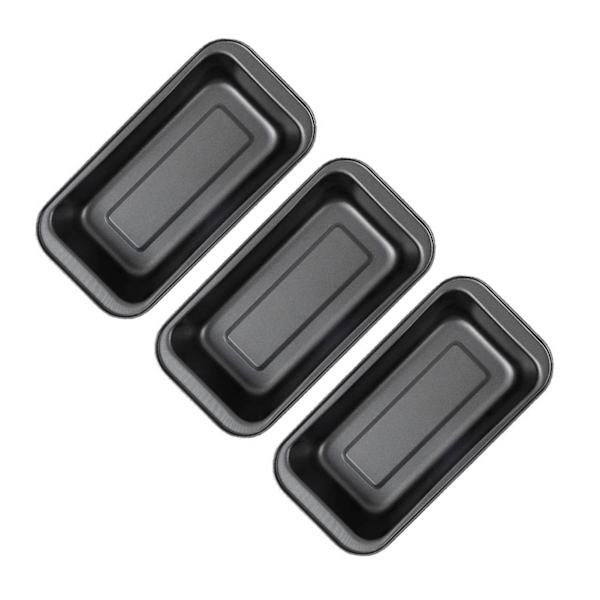 3 stk. rektangulær nonstick stål tærte brød bageform 15 cm