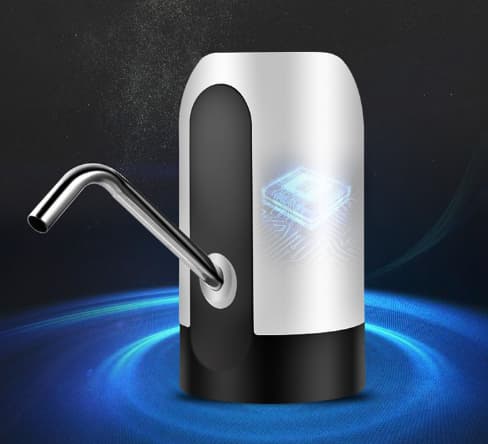 Vit automatisk vattenpump för vattenflaska, USB-laddning, automatisk vattenknapp