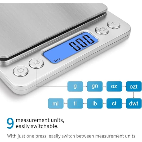 Rechargeable Digital Gram Scale 500g 0.01g Food Scale High Precision Kitchen Scale Multifunctional Stainless Steel Pocket Scale